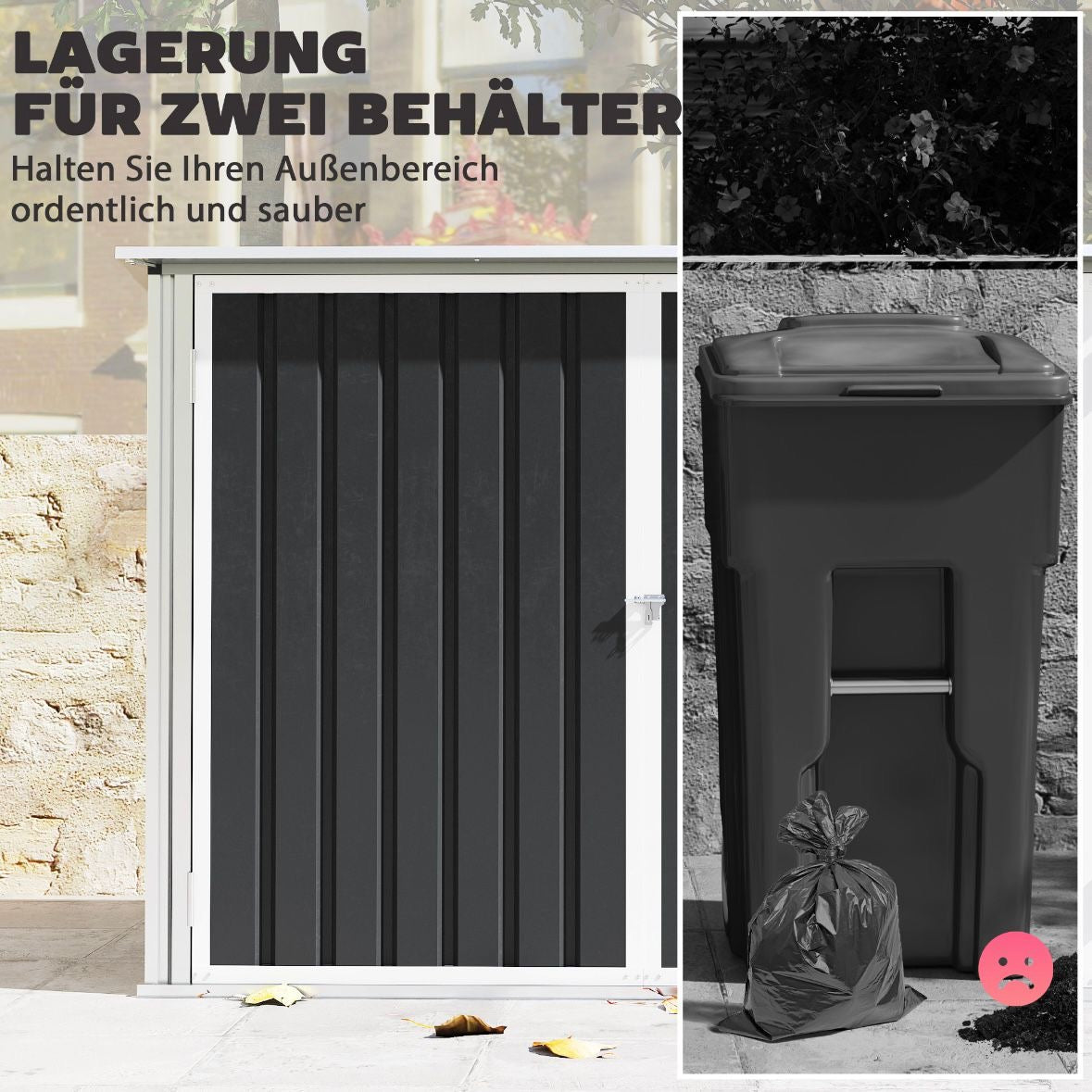 Mülltonnenbox 2x Mülltonnen Gartenbox Müllbox Tonnen Garten