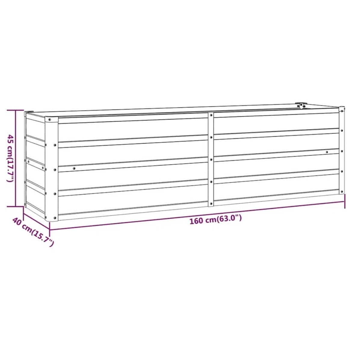 Hochbeet Cortenstahl Pflanzbeet Pflanzkasten 160x40x45cm