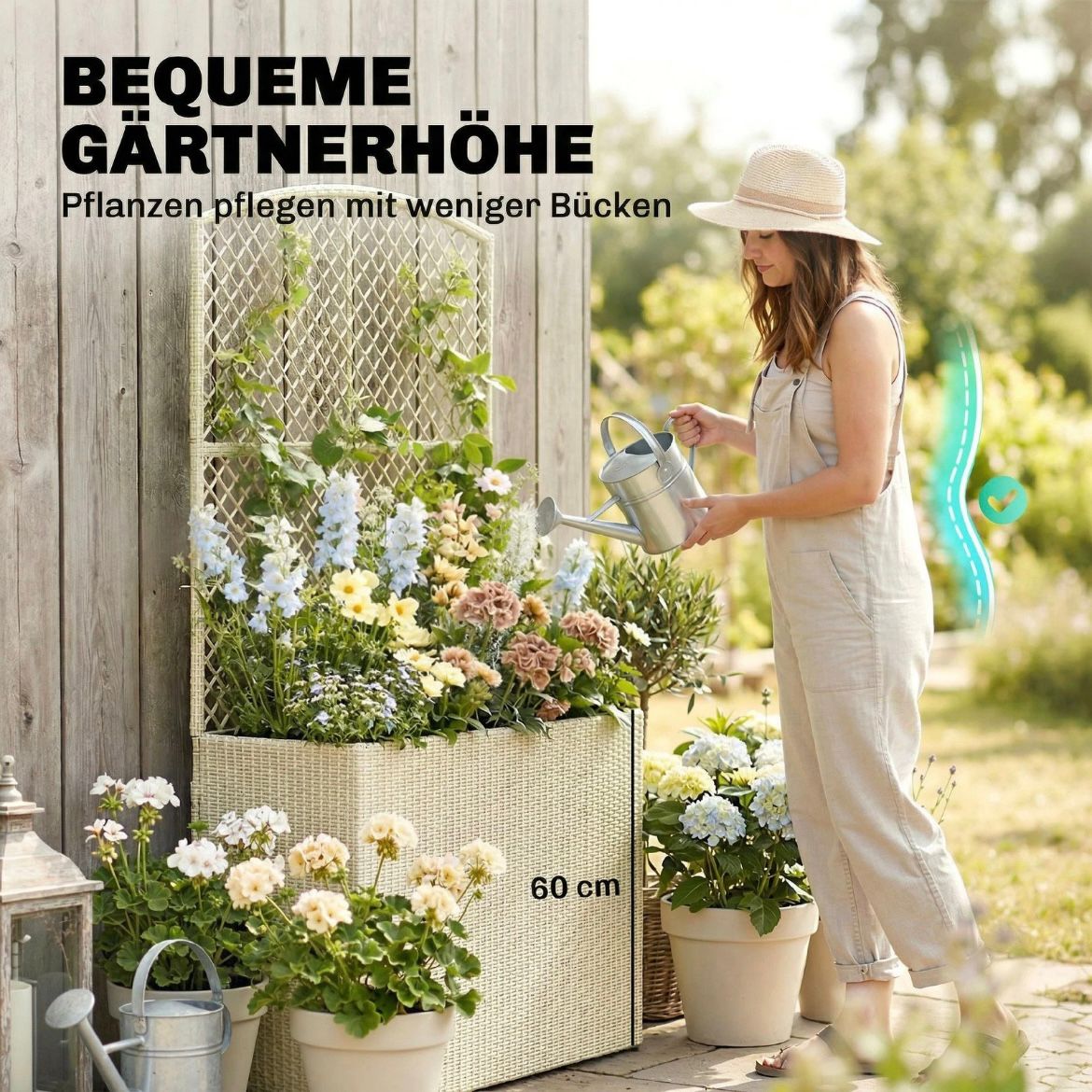 Hochbeet Rattan Optik Pflanzkasten Pflanzbeet Gartenbeet Gartenpflege