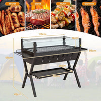 Holzkohlegrill Würzregalen Grillwagen Campinggrill BBQ Edelstahl Grill