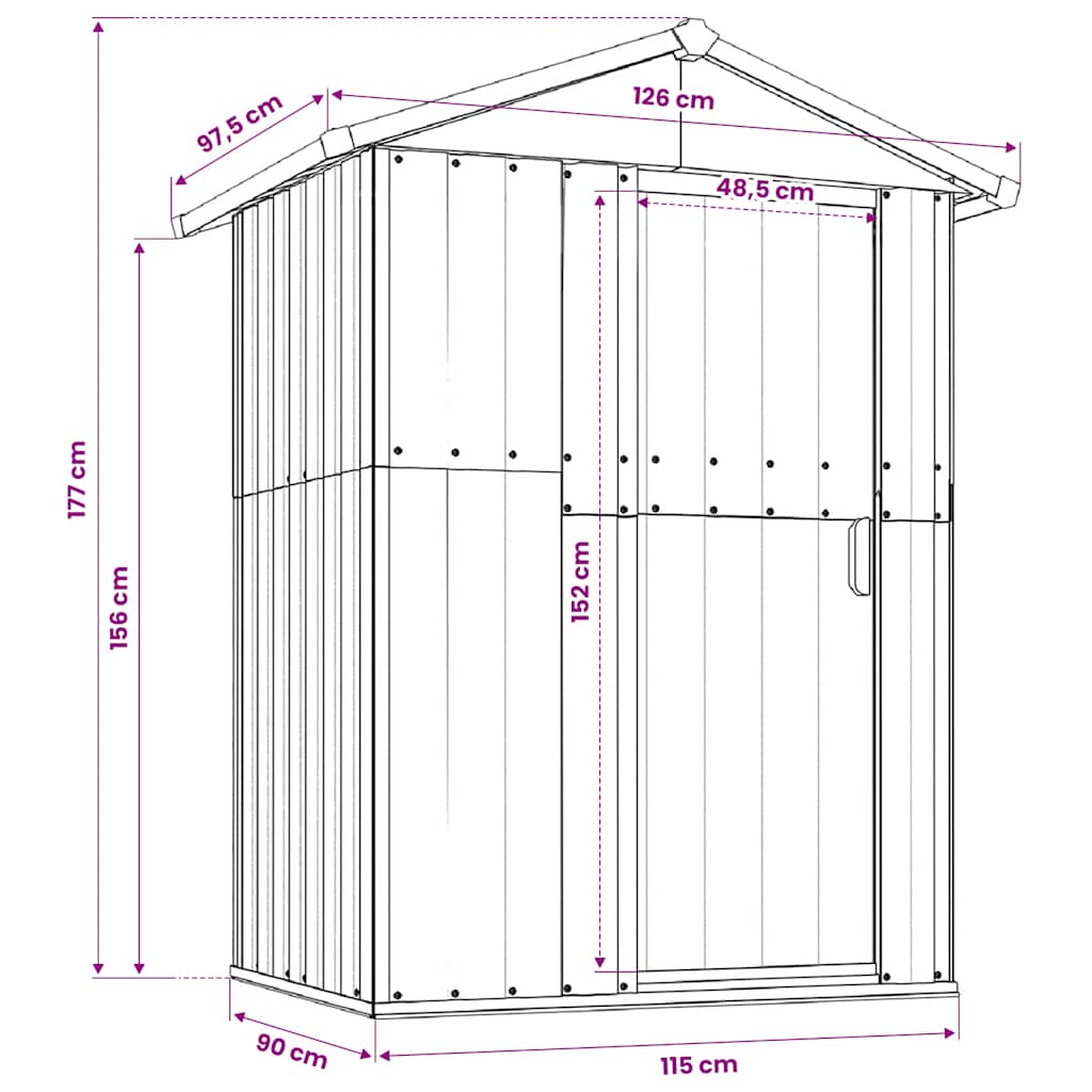 Geräteschuppen 126x97,5x177cm Verzinkt Gartenhaus Schuppen Metall Gartenmöbel