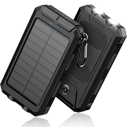 Solar Powerbank 30000mAh Ladegerät Batterie LED 2 USB