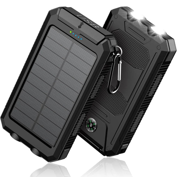 Solar Powerbank 30000mAh Ladegerät Batterie LED 2 USB