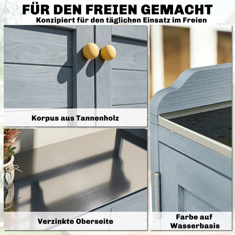 Pflanztisch Unterschrank Gartenschrank Arbeitsplatte 2 Schubladen