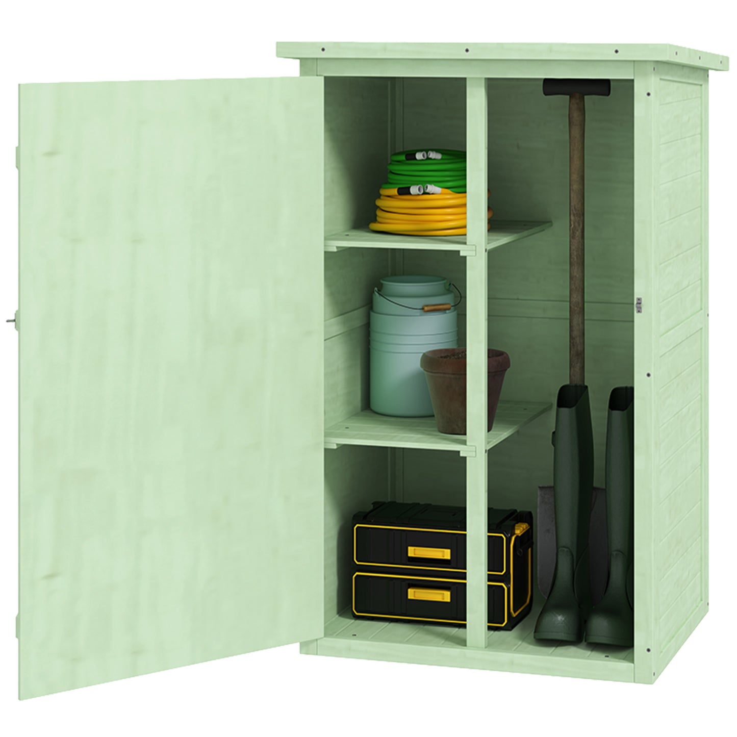 Gartenschrank Holz Abschließbar Geräteschuppen Pultdach 75x56x115cm