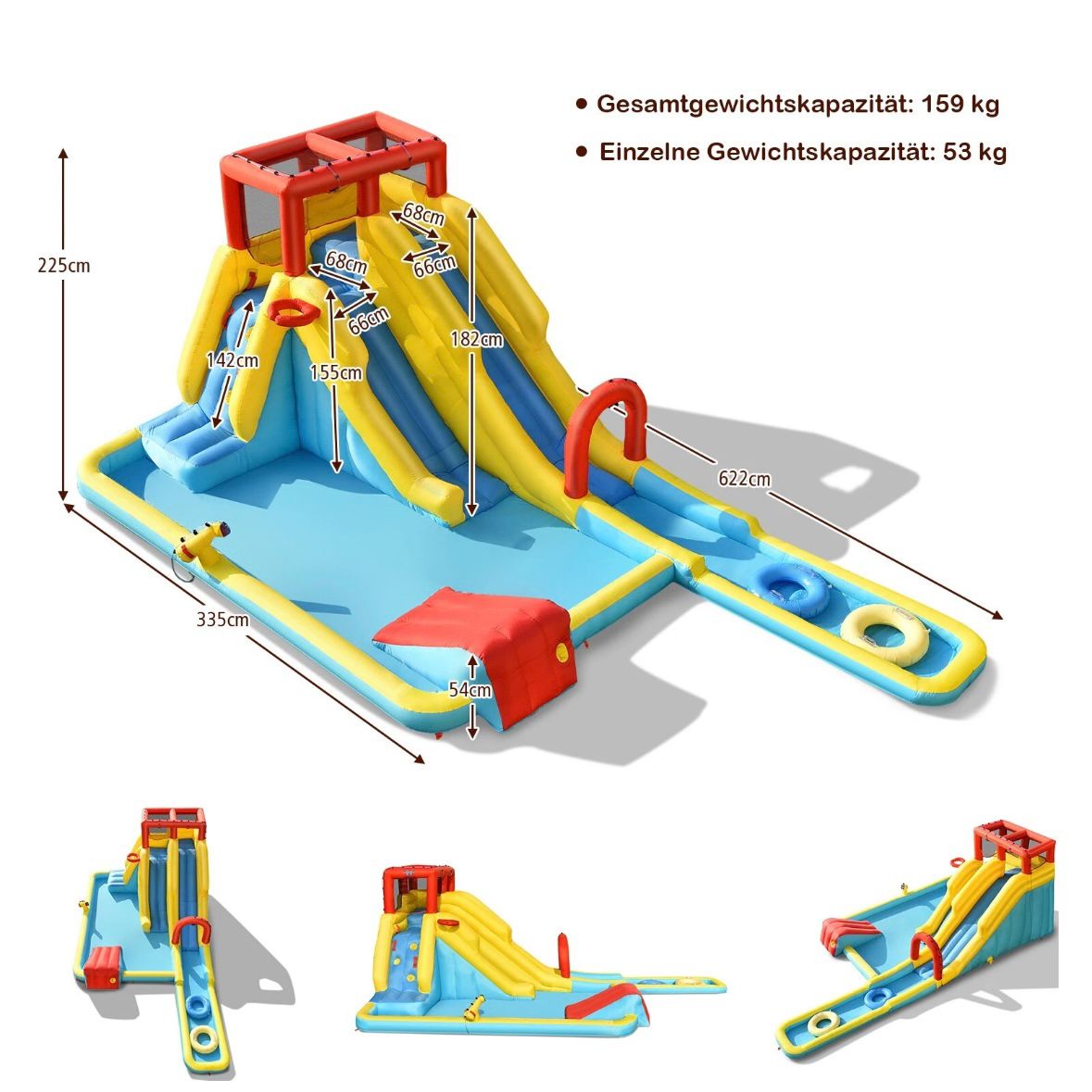 Aufblasbare Hüpfburg Doppelrutschen Wasserpark Springburg