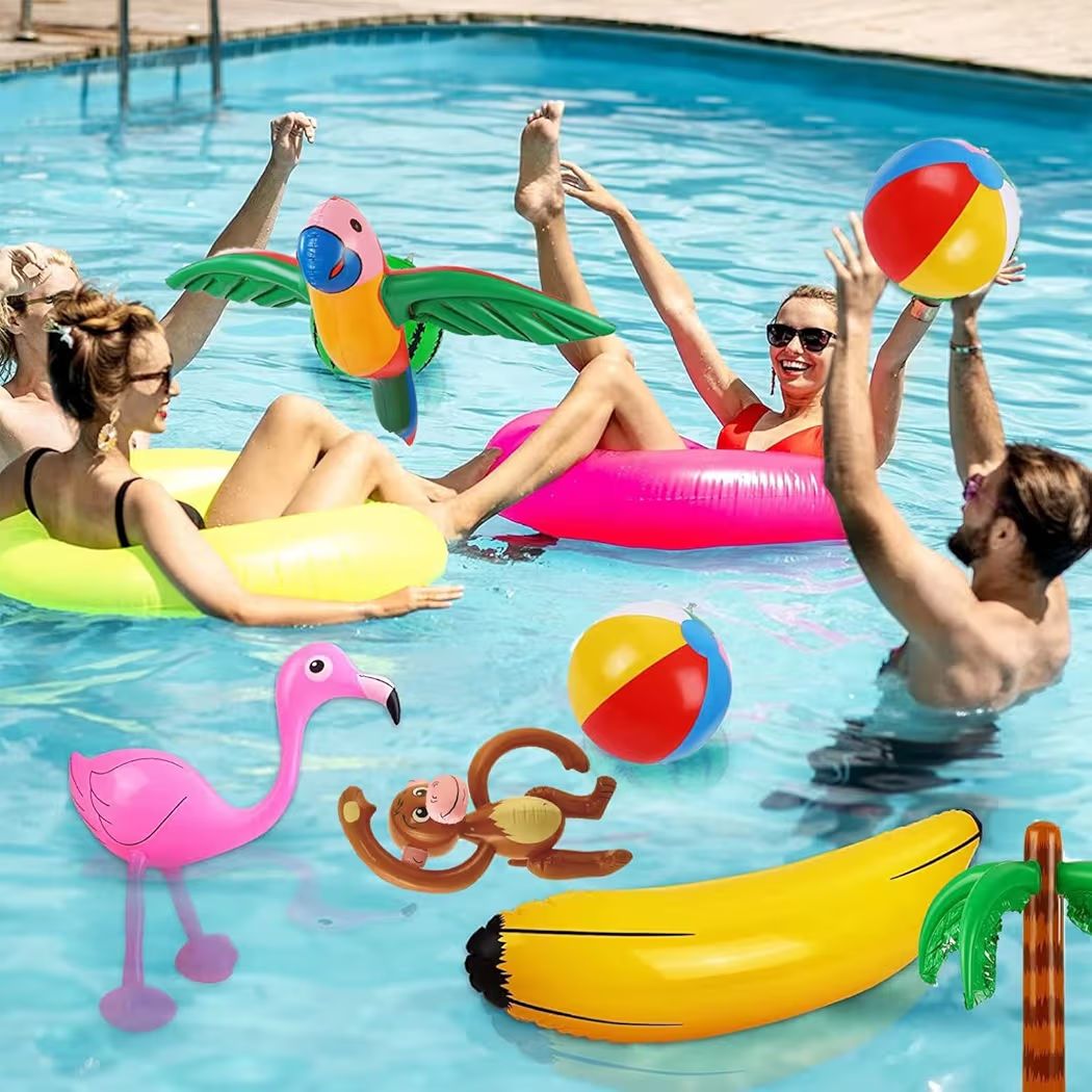 8er Set Strandspielzeug Schwimmbad Plastikpalmen Pool