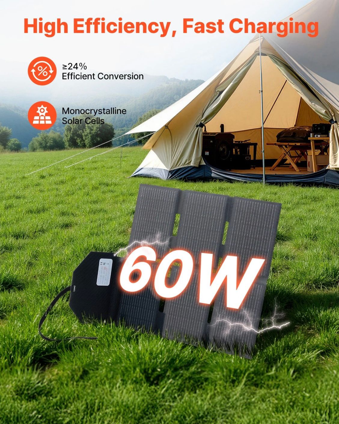 Faltbares Solarpanel 60W Tragbares Solarmodul 16BB