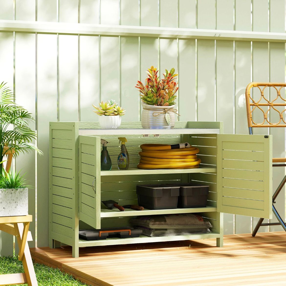 Pflanztisch Unterschrank Gartenschrank Arbeitsplatte Terrassenschrank