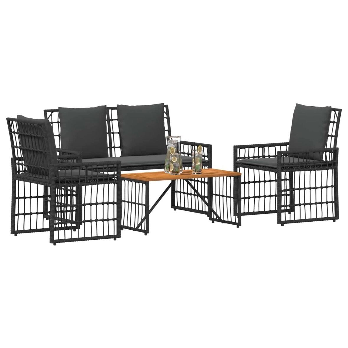 4tlg Gartenmöbel Set Rattan Lounge Sitzgruppe Garten Terrasse