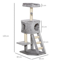 Kratzbaum 120 cm Katzenturm Katzenbaum Spielball Sisalstämme Plattform Treppe