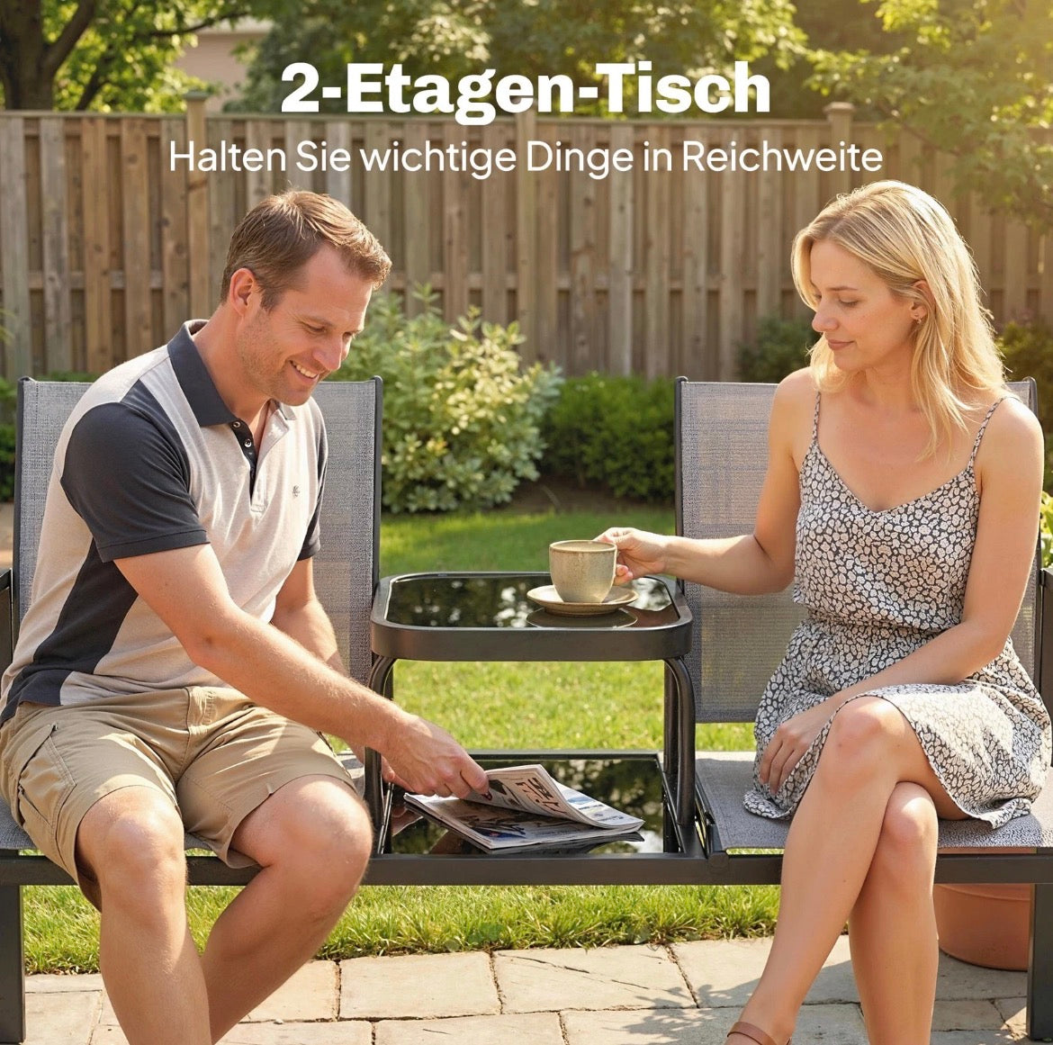 Gartenbank Sitzbank Glastisch Gartentisch Gartenmöbel