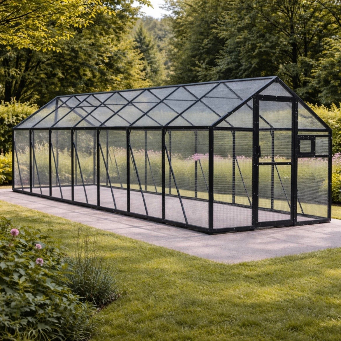 Alu Voliere Vogelkäfig Vogelvoliere Freilaufgehege Vogelhaus 179×800×185cm