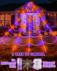 Halloween Deko Spinnennetz Lichterkette Outdoor Beleuchtung