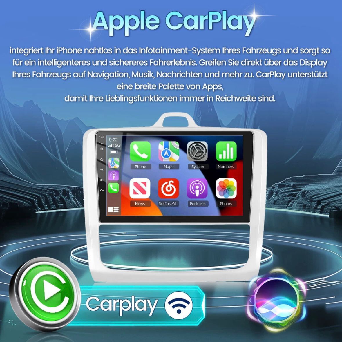 Autoradio für Ford Focus MK2 MK II 2004-2011 Android 15 Apple Carplay