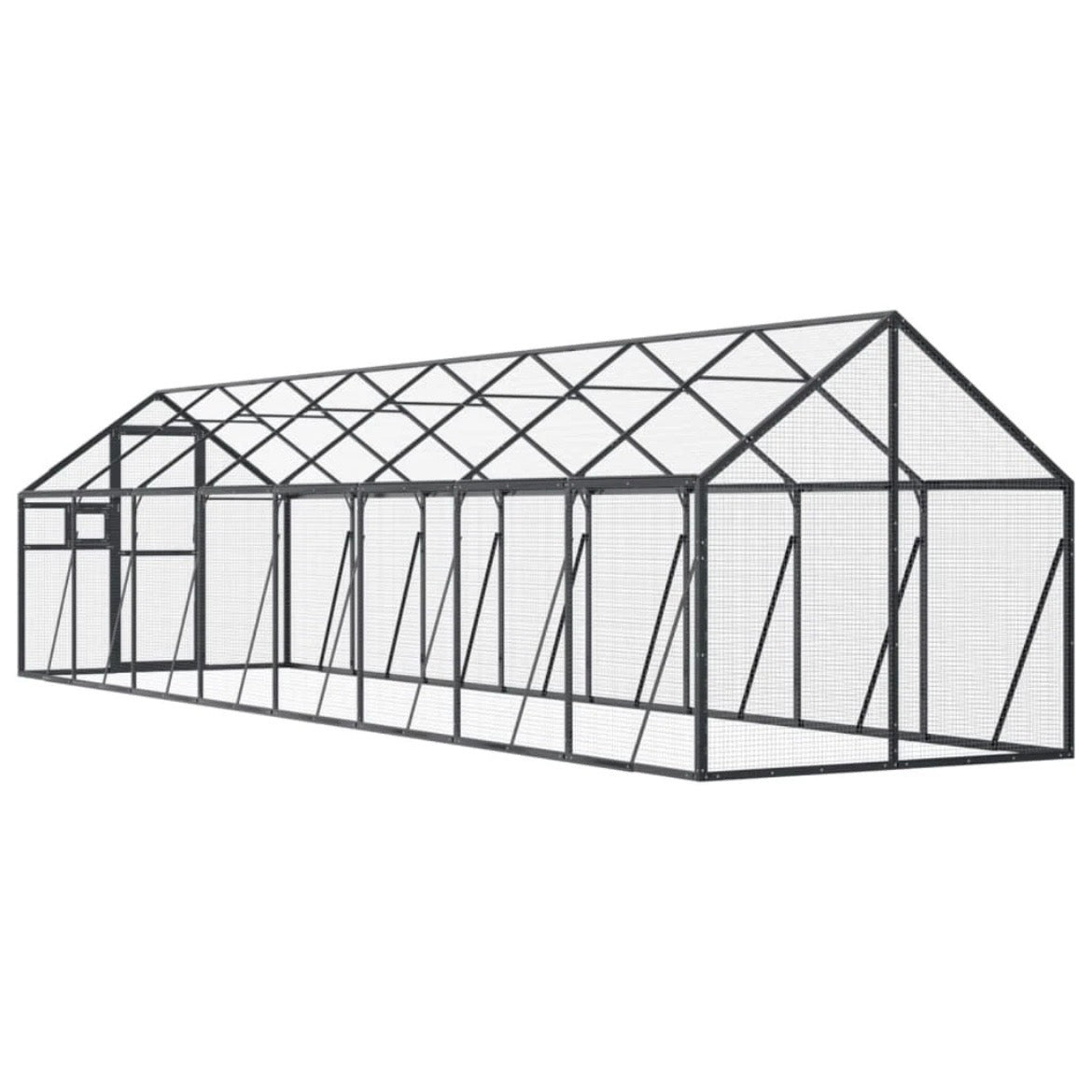 Alu Voliere Vogelkäfig Vogelvoliere Freilaufgehege Vogelhaus 179×800×185cm
