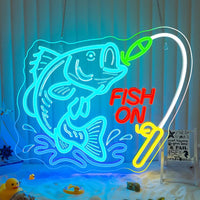 LED Neon Schild Fish On Wanddeko Dekoration Beleuchtung