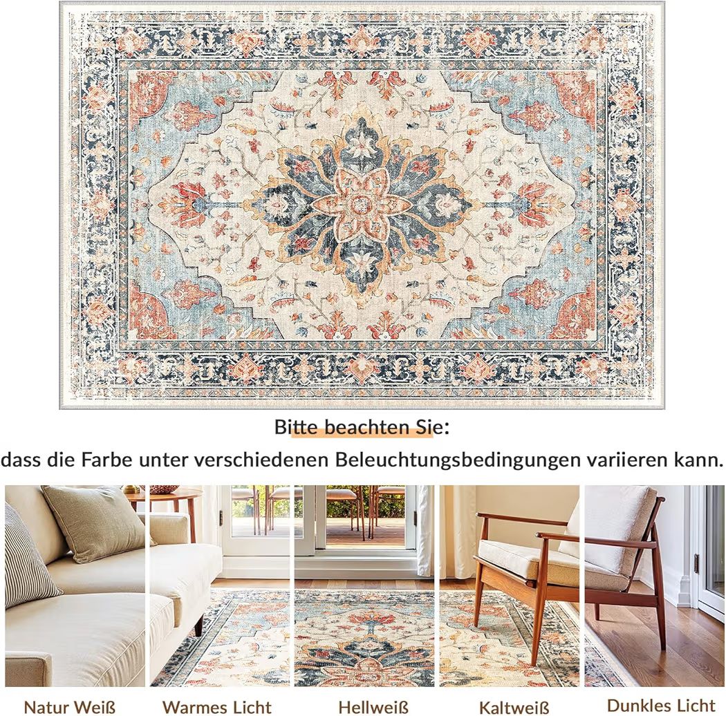 Vintage Teppich Antik Wohnzimmer Schlafzimmer Kurzflor