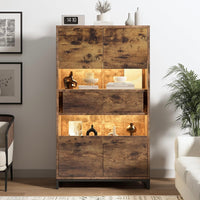 Antike Vitrine LED Vitrine Glasvitrine Regal Möbel Wohnzimmer
