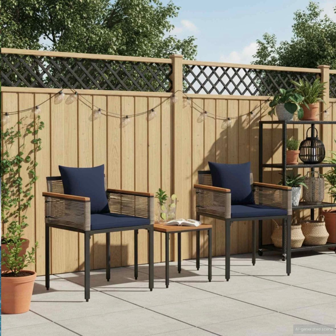 3tlg Gartenmöbel Set Poly Rattan Balkonmöbel Lounge Möbel