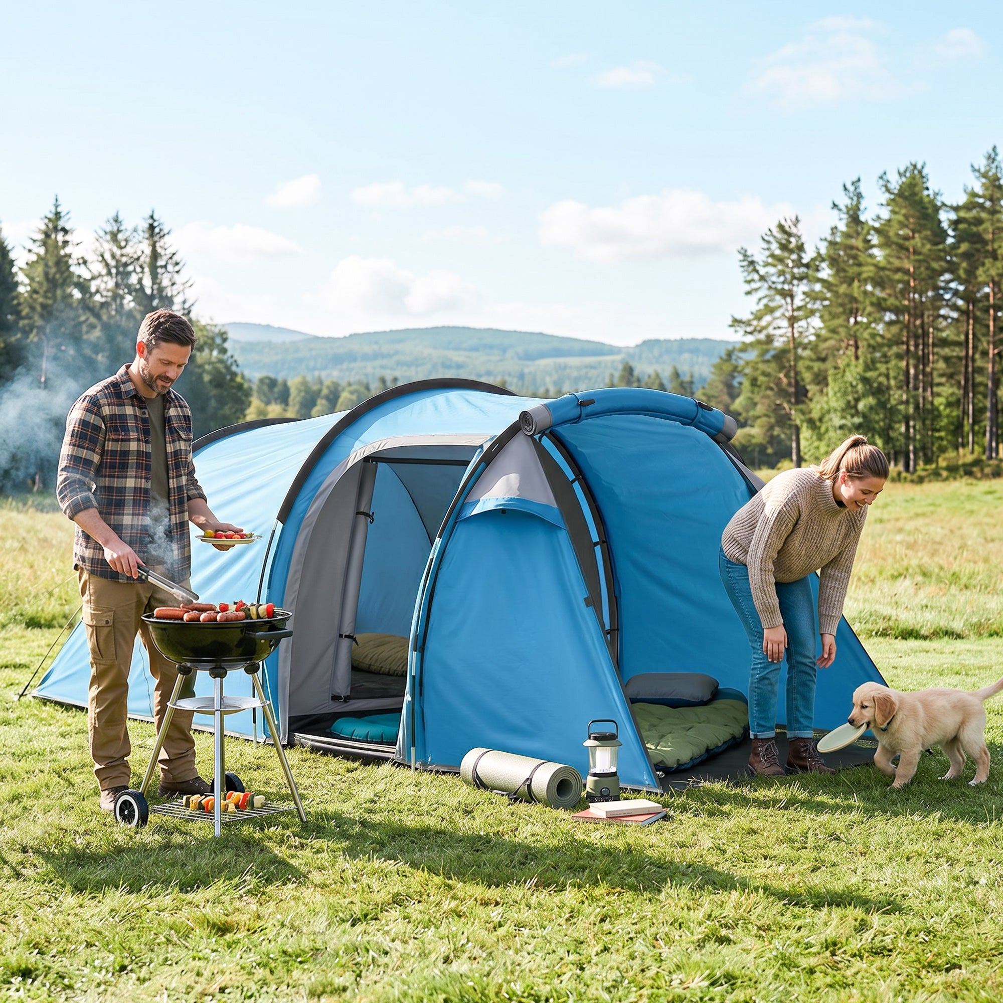 Tunnelzelt 2-3 Personen Campingzelt 426x206x154cm Wasserdicht