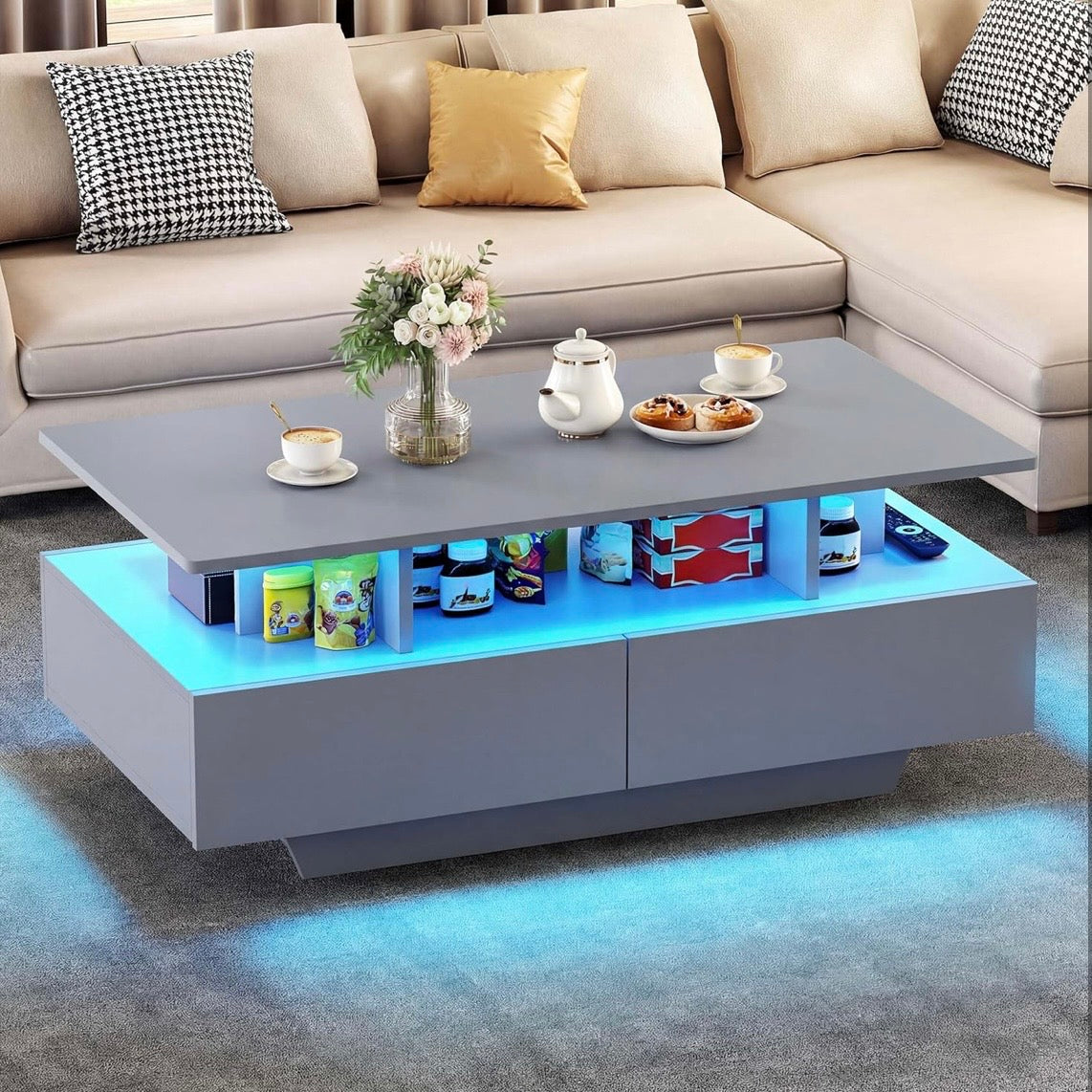 Couchtisch Wohnzimmertisch LED Beleuchtung Beistelltisch