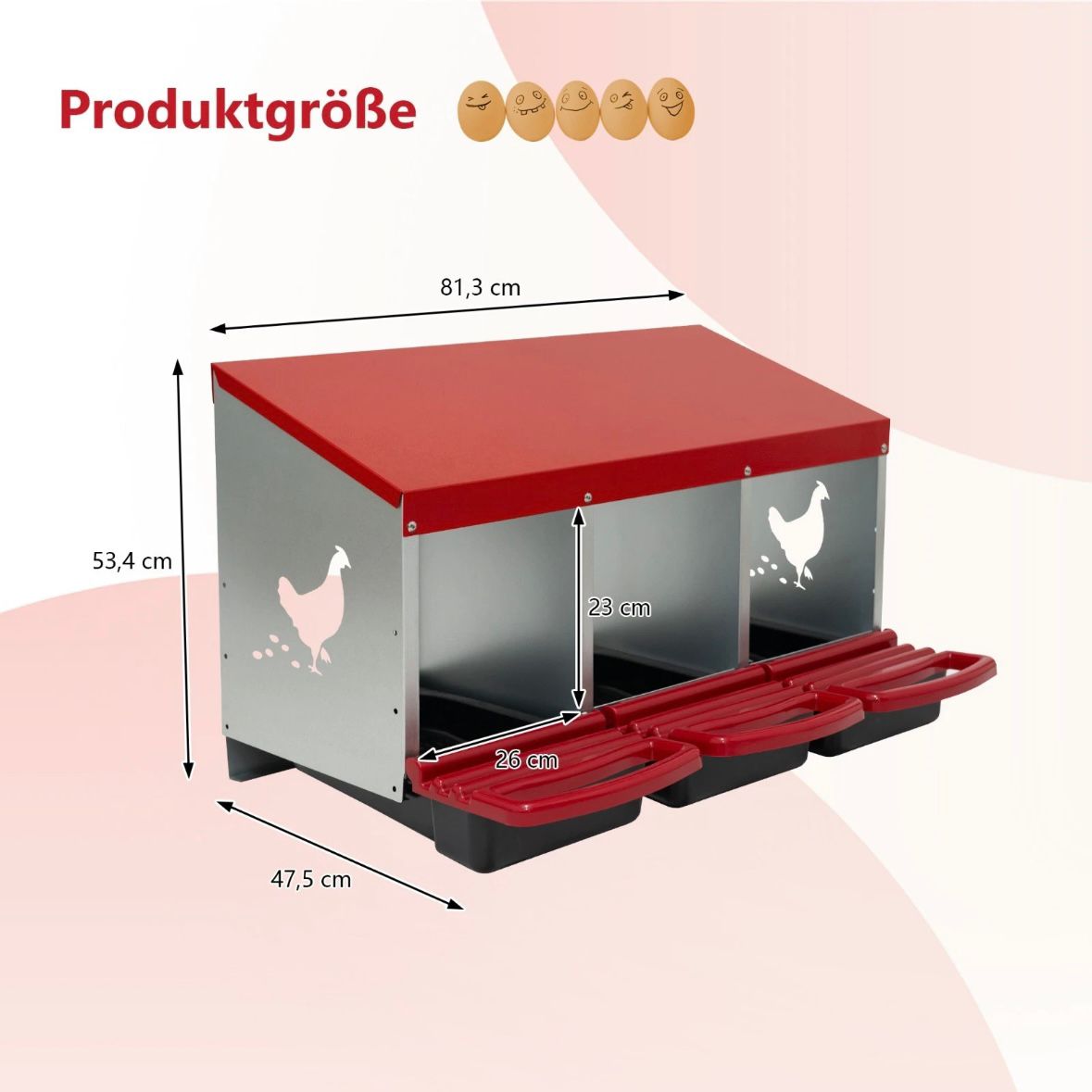 3er Legenest Hühnernest Brutnest Legebox für Hühner