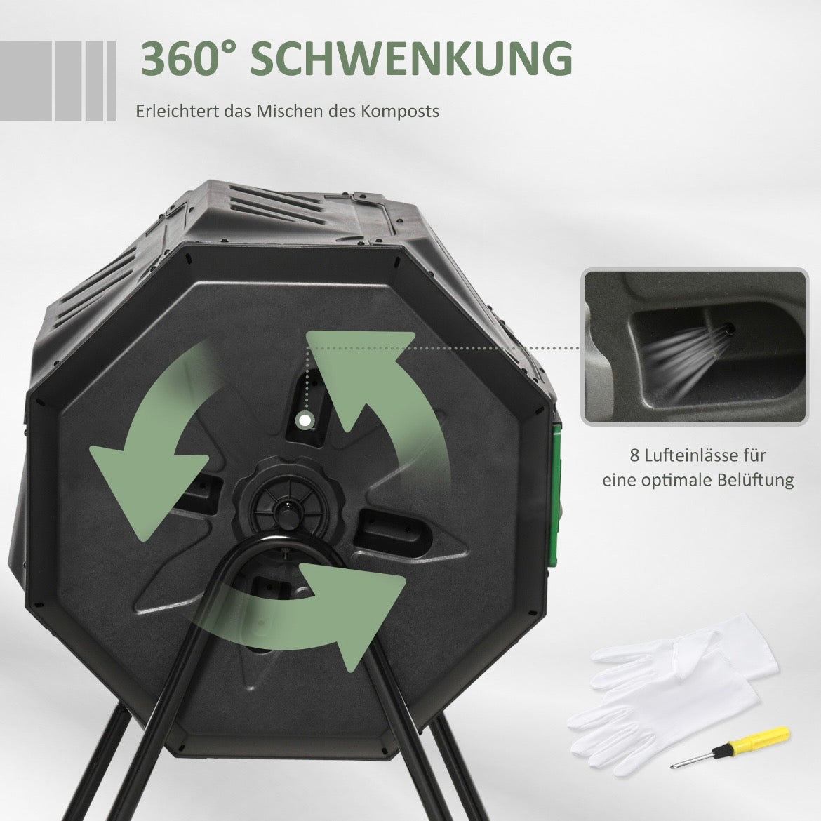 Trommel-Komposter 160L Gartenkomposter 2 Kammer 
Gartenpflege