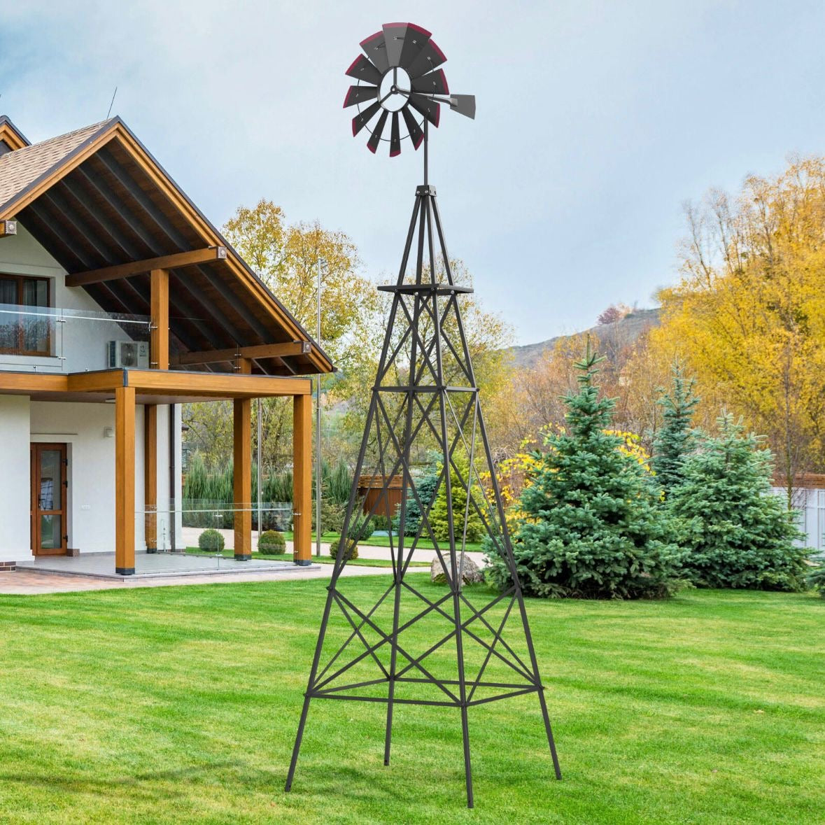 Windrad 253cm Windmühle Deko Gartendeko Garten