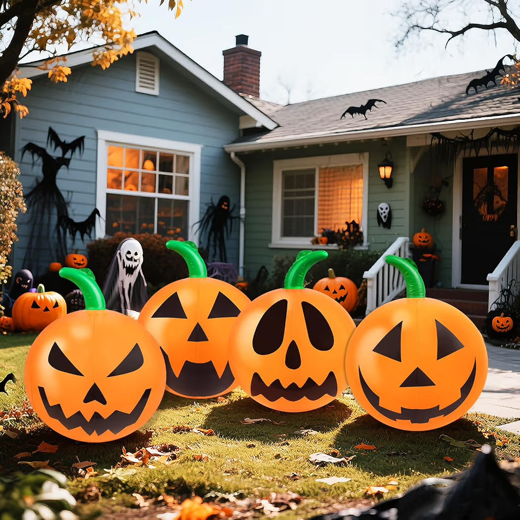 4x Halloween Aufblasbar Kürbisdeko Dekoration Gartendeko