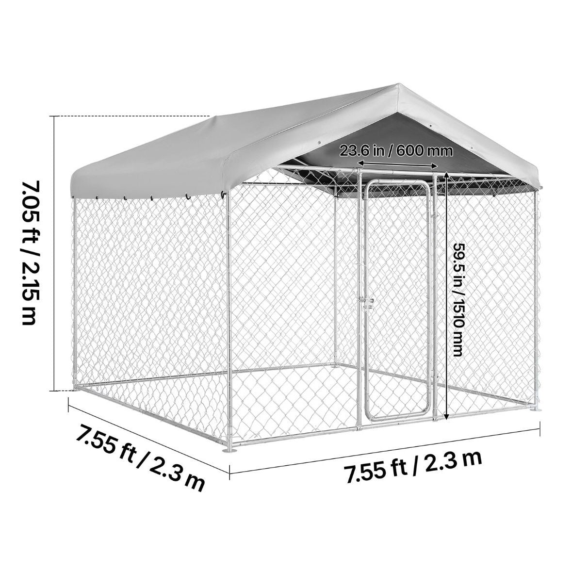 Hundezwinger 2,3x2,3x2,15m Dach Hunde Zwinger Gartenzwinger