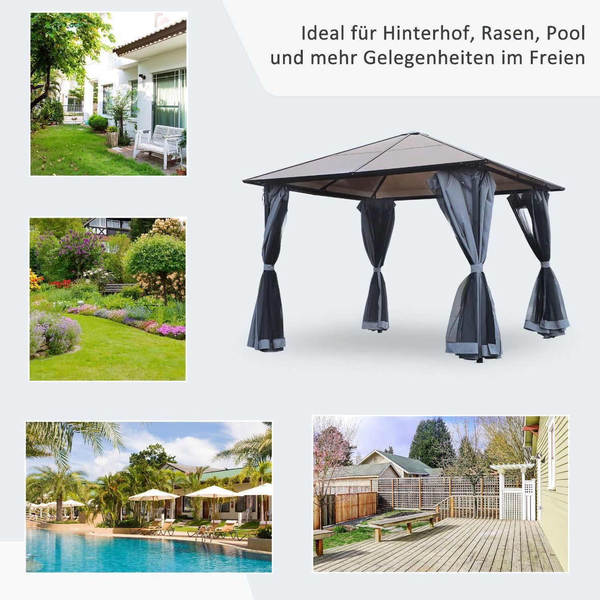 3x3m Pavillon Gartenpavillon Pergola Überdachung Partyzelt inkl. Seitenteile