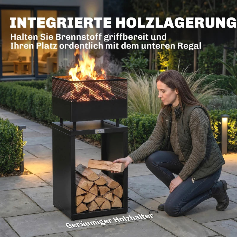 Feuerschale Feuerstelle Holzlager Heizen Outdoor