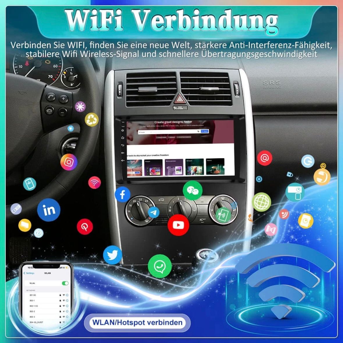 Autoradio für Mercedes-Benz A/B Klasse W169 W245 Android 15.0