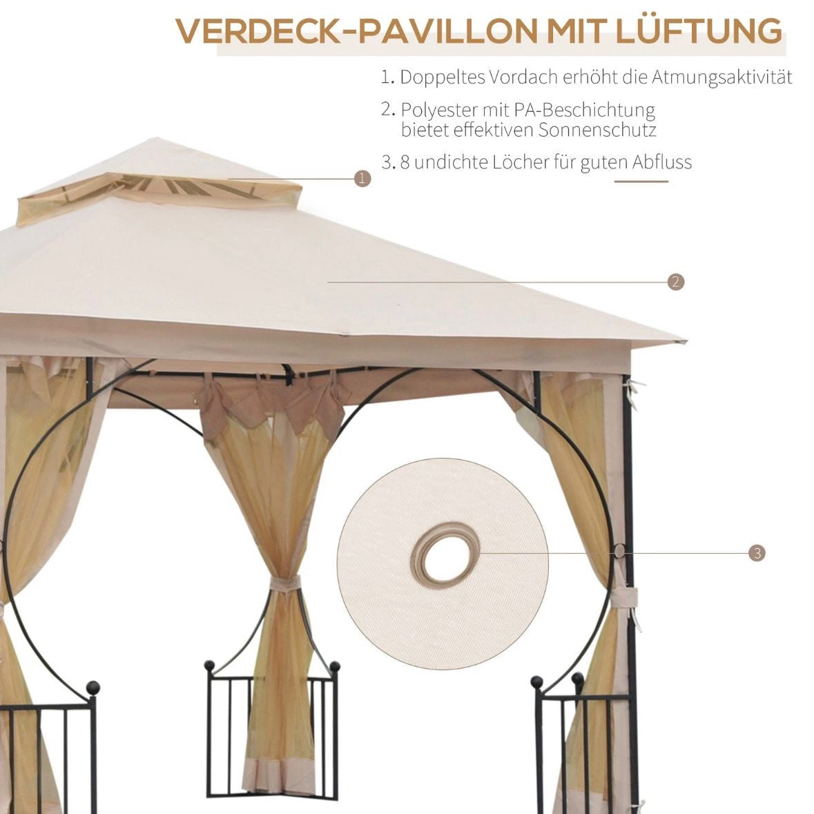 Pavillon Gartenpavillon Partyzelt Festzelt Gartenzelt Doppeldach 3x3m