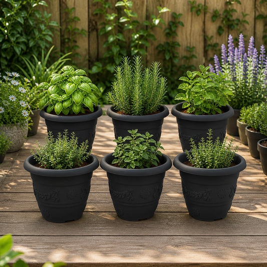 6x Pflanztopf Set Kunststoff Blumentopf Balkon Gartentopf Garten Topf