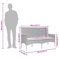 Gartenbank 3-Sitzer Poly Rattan Outdoor Sitzbank Terrassenbank