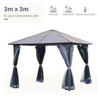 3x3m Pavillon Gartenpavillon Pergola Überdachung Partyzelt inkl. Seitenteile