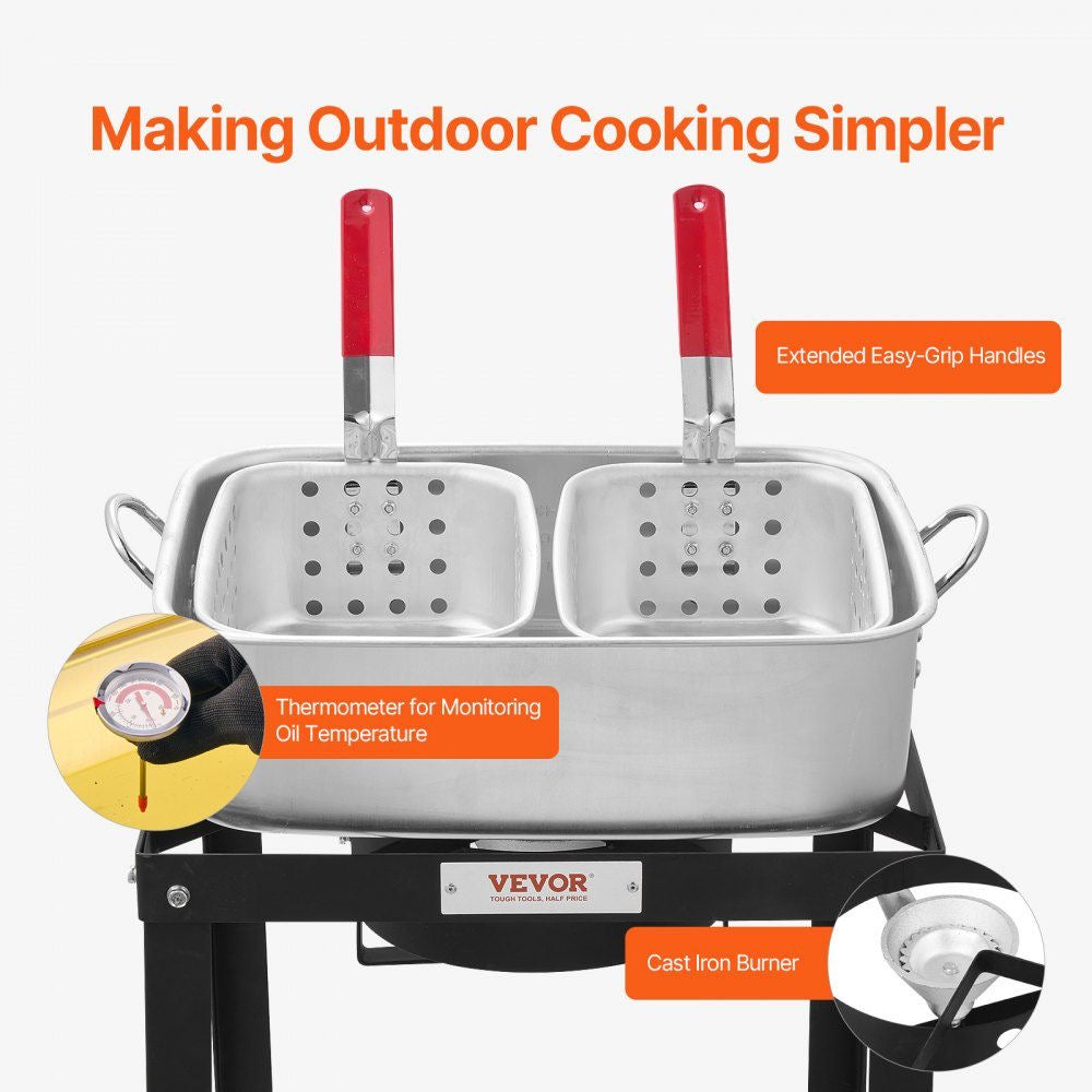 Outdoor Gas Fritteuse Hähnchenfritteuse mit 2 Körben Kochen