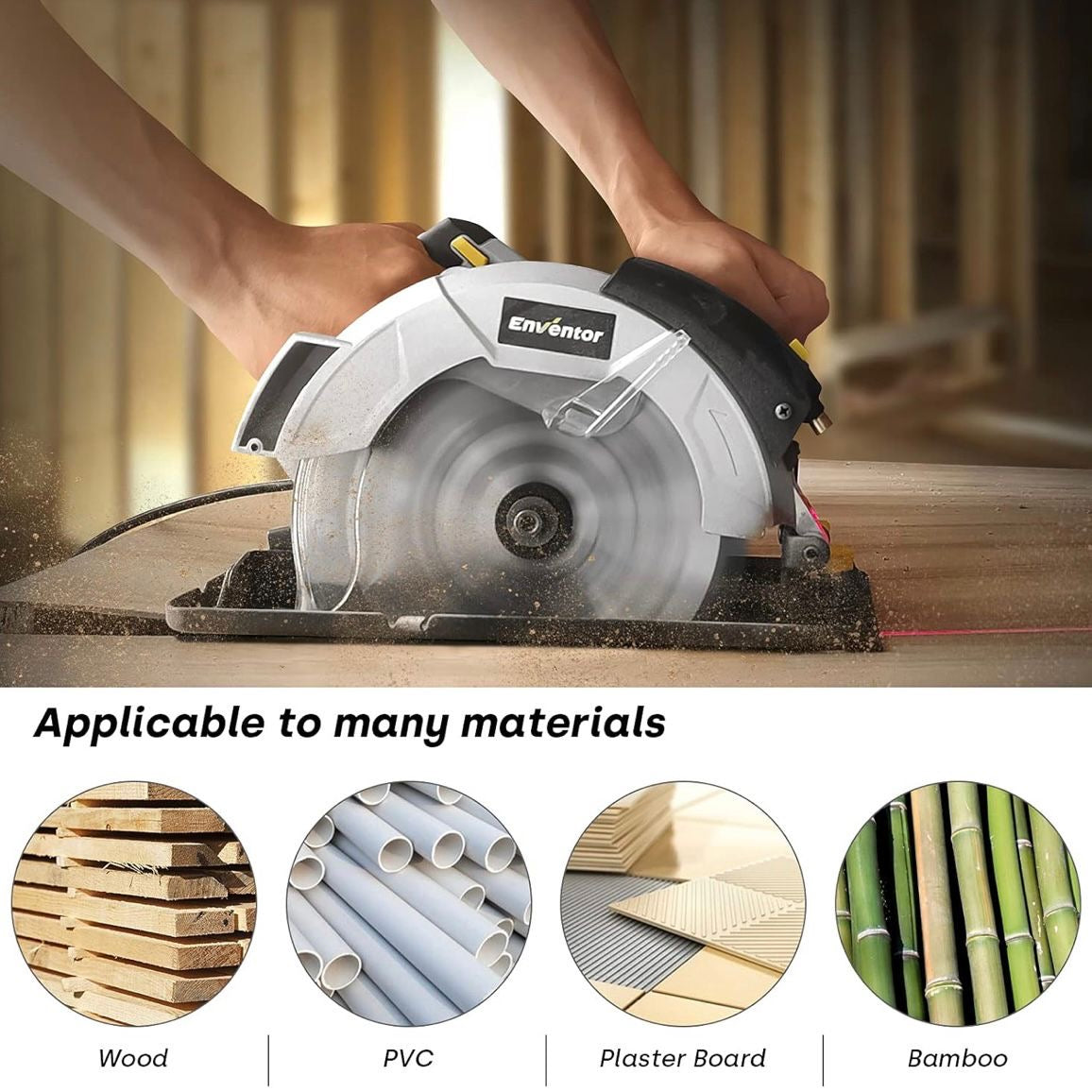 Handkreissäge 1200W Laserführung 185mm 2 Sägeblätter Kreissäge