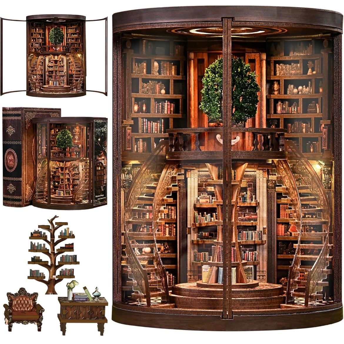 DIY Book Nook Miniatur Bibliothek LED Beleuchtung Dekoration