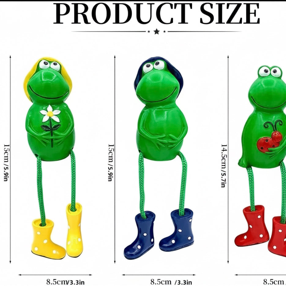 3x Frosch Figuren Garten Deko Frösche Miniteich Deko Set Gartendeko