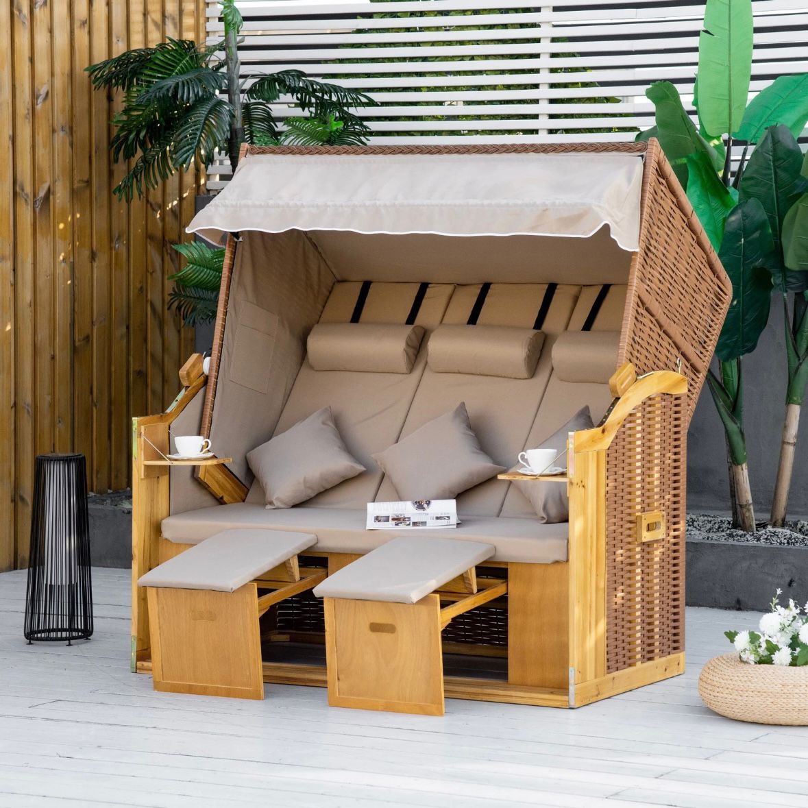 Strandkorb 3 Sitzer Gartenkorb Liegefunktion