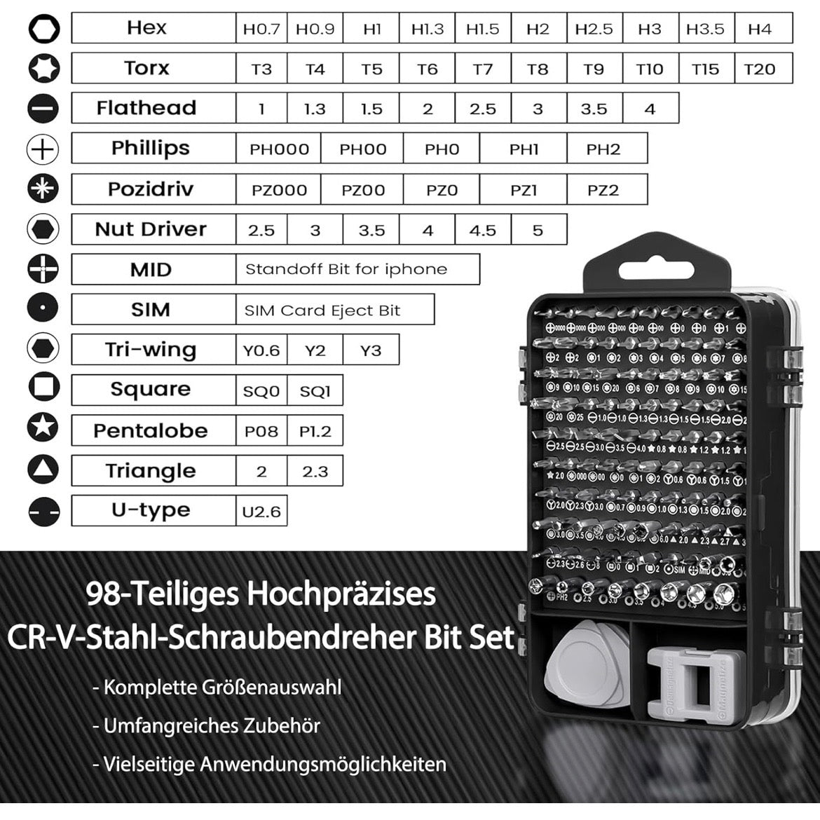 115in1 Präzisions Schraubendreher Set Werkzeugset Elektronik Werkstatt