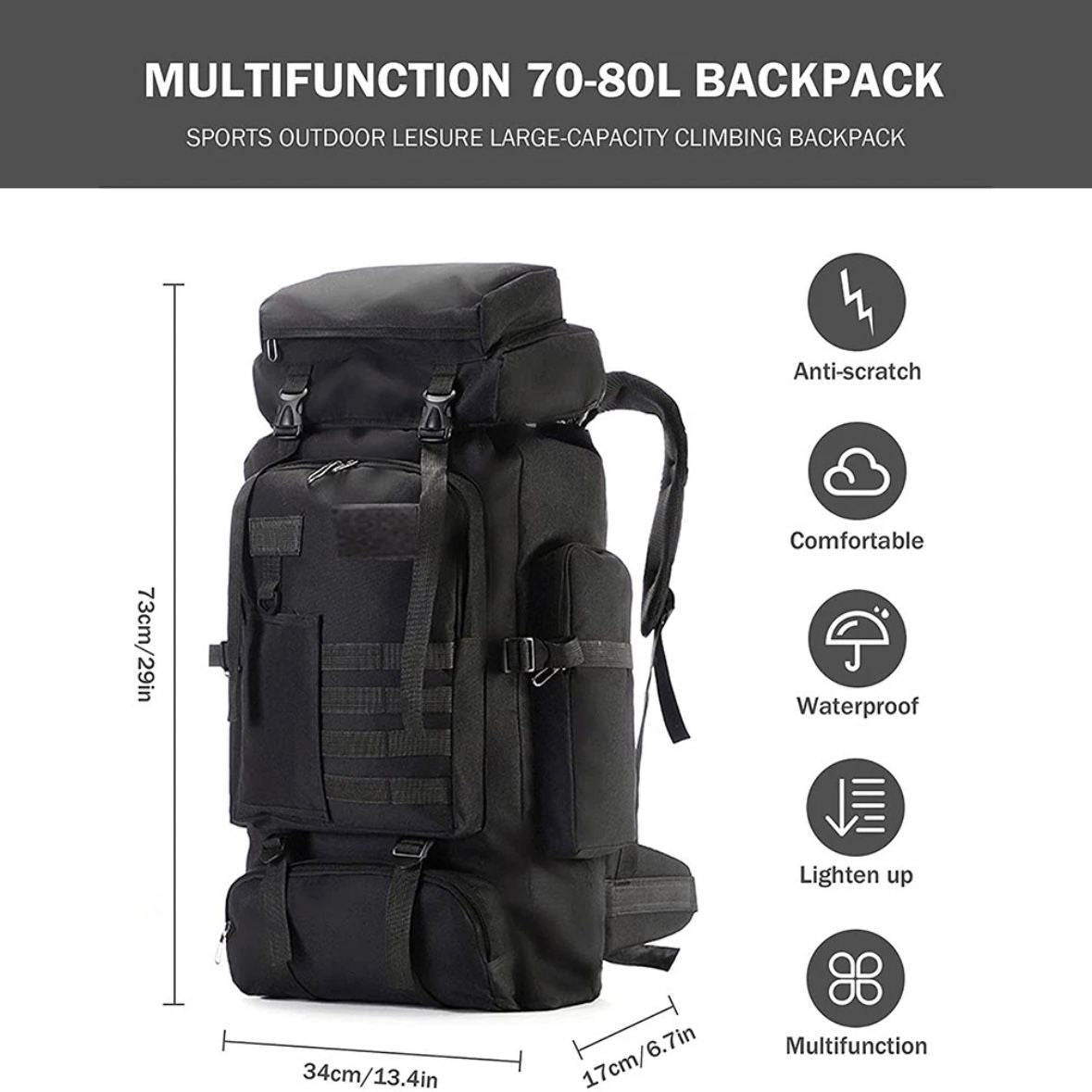 70L Rucksack Wanderrucksack Trekkingrucksack Reiserucksack