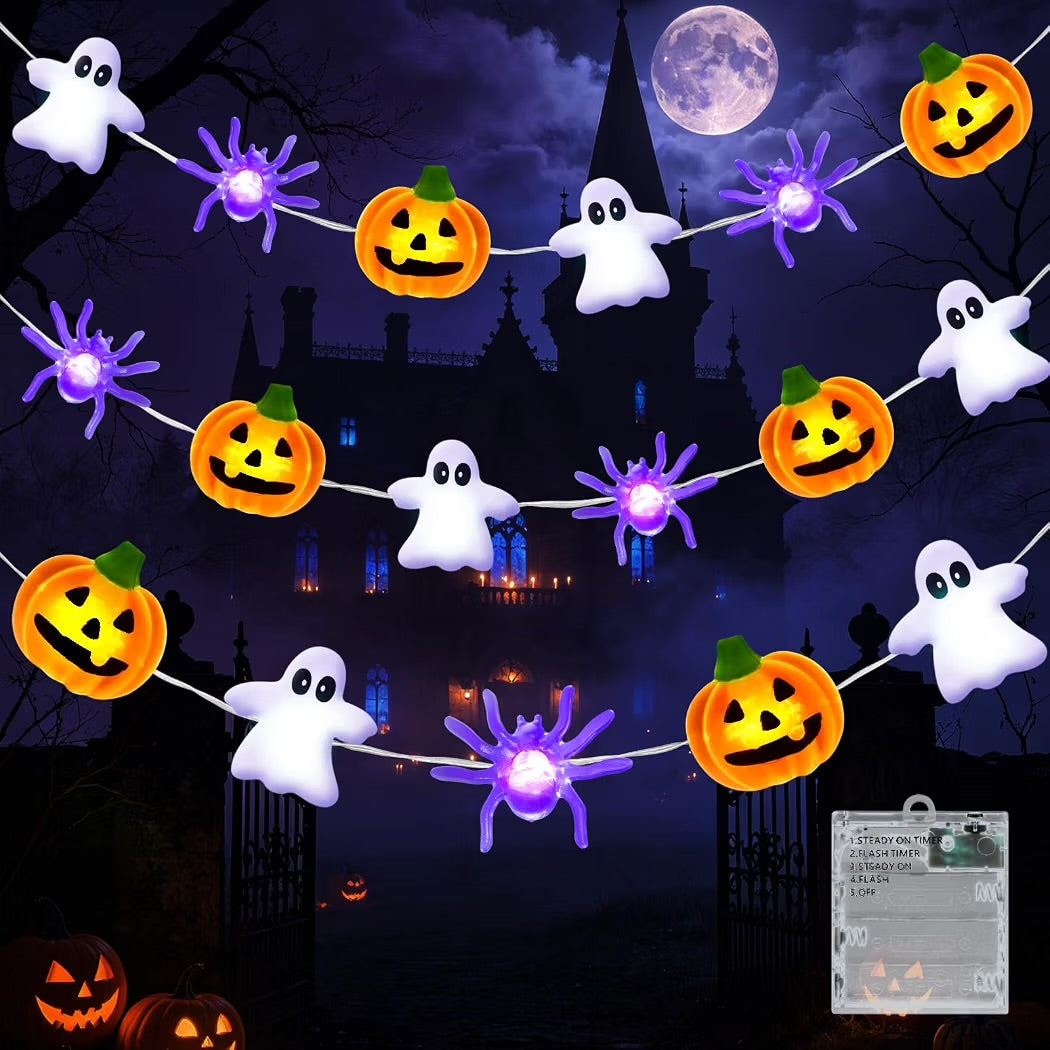 Halloween Lichterkette Batteriebetrieben Geistkette Deko