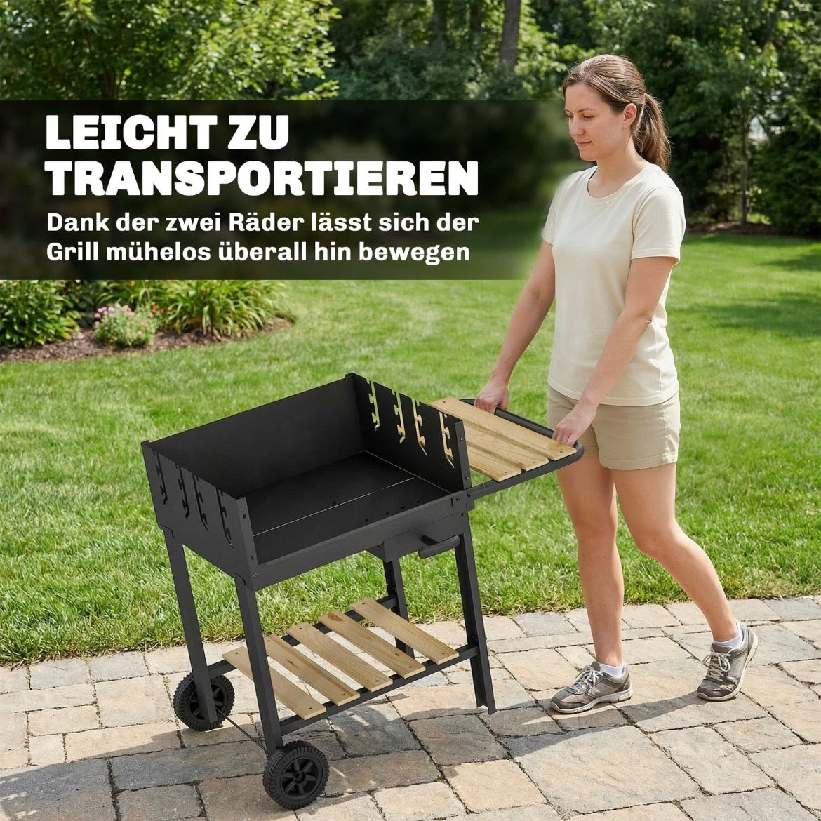 Holzkohlegrill Grillwagen Höhenverstellbar Grill