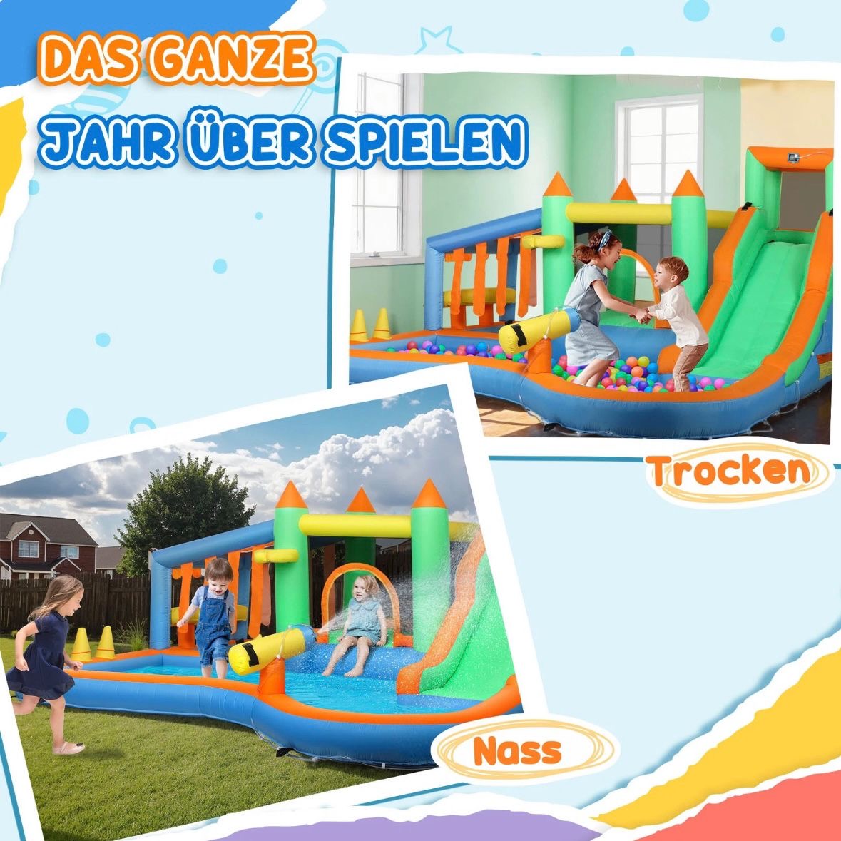 Aufblasbarer Wasserpark Rutsche Hüpfburg Planschbecken Zubehör
