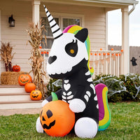 LED Halloween Skelett Einhorn 152cm Aufblasbar Gartendeko Deko Halloween
