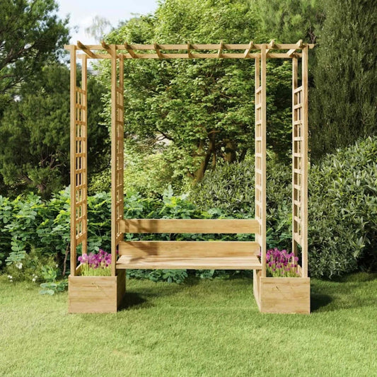 Pergola mit Bank Pflanzkübel Imprägniert